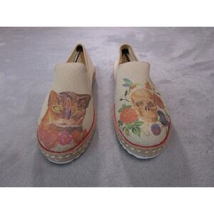 Goby Espadrille Shoes Womens Size 41 Slip On Canvas Cat Skull Floral‎ DEL125